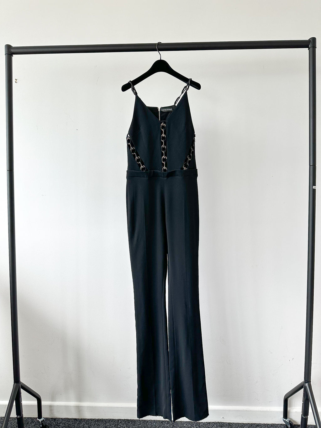 David Koma Black Lace-Up Cut-Out Details Evening Jumpsuit - House Of Huntington