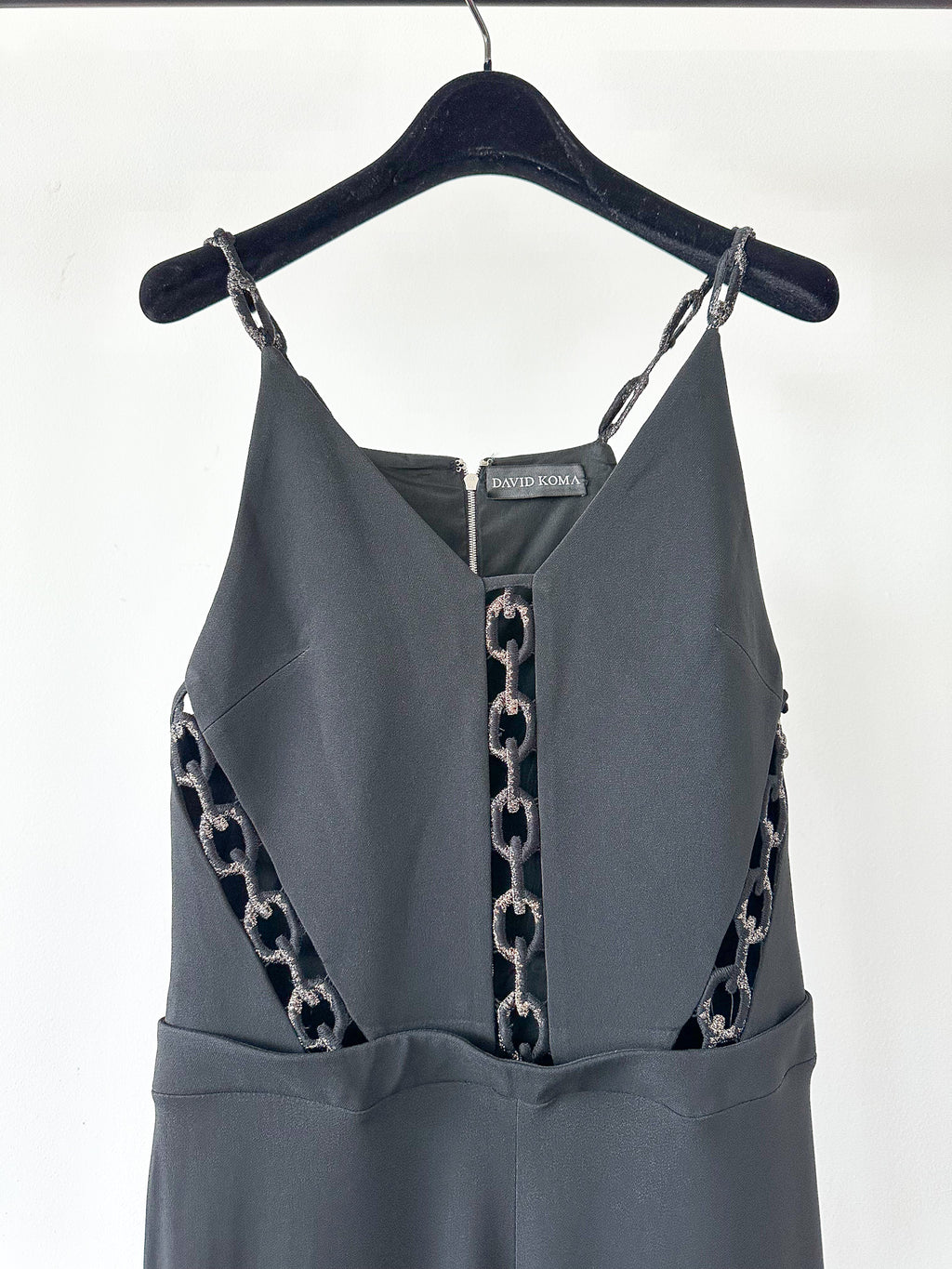 David Koma Black Lace-Up Cut-Out Details Evening Jumpsuit - House Of Huntington