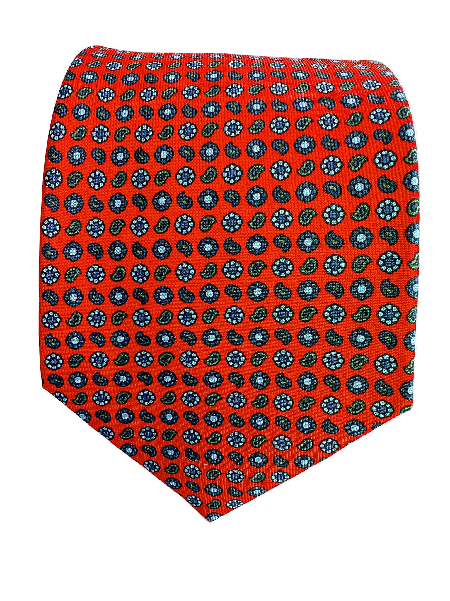 Drake's Red Silk Tie With Paisley Floral Print