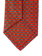 Drake's Red Silk Tie With Paisley Floral Print