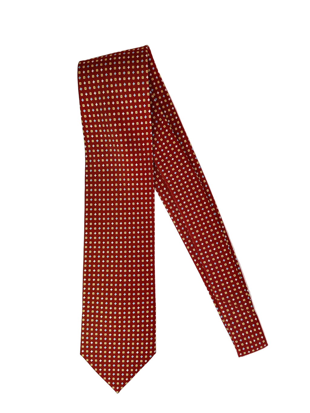 Cravate en soie rouge foncé à pois et diamants de Drake