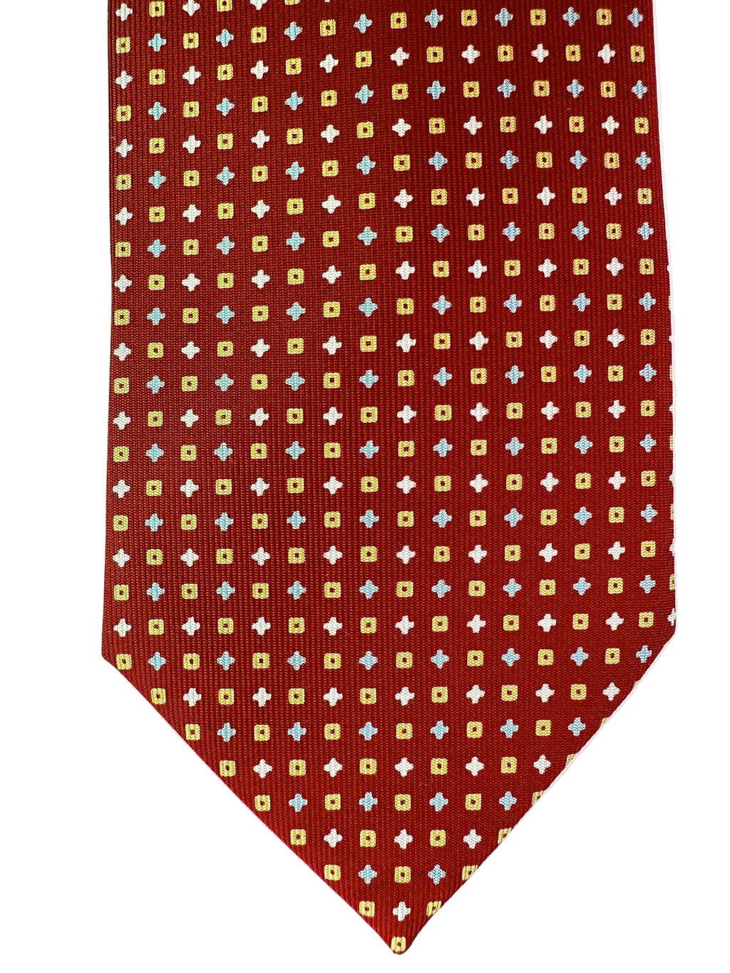 Cravate en soie rouge foncé à pois et diamants de Drake