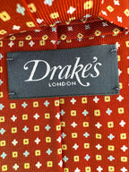 Cravate en soie rouge foncé à pois et diamants de Drake