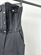 David Koma Black Branded Button-Up Western Denim Canvas Jumpsuit - House Of Huntington