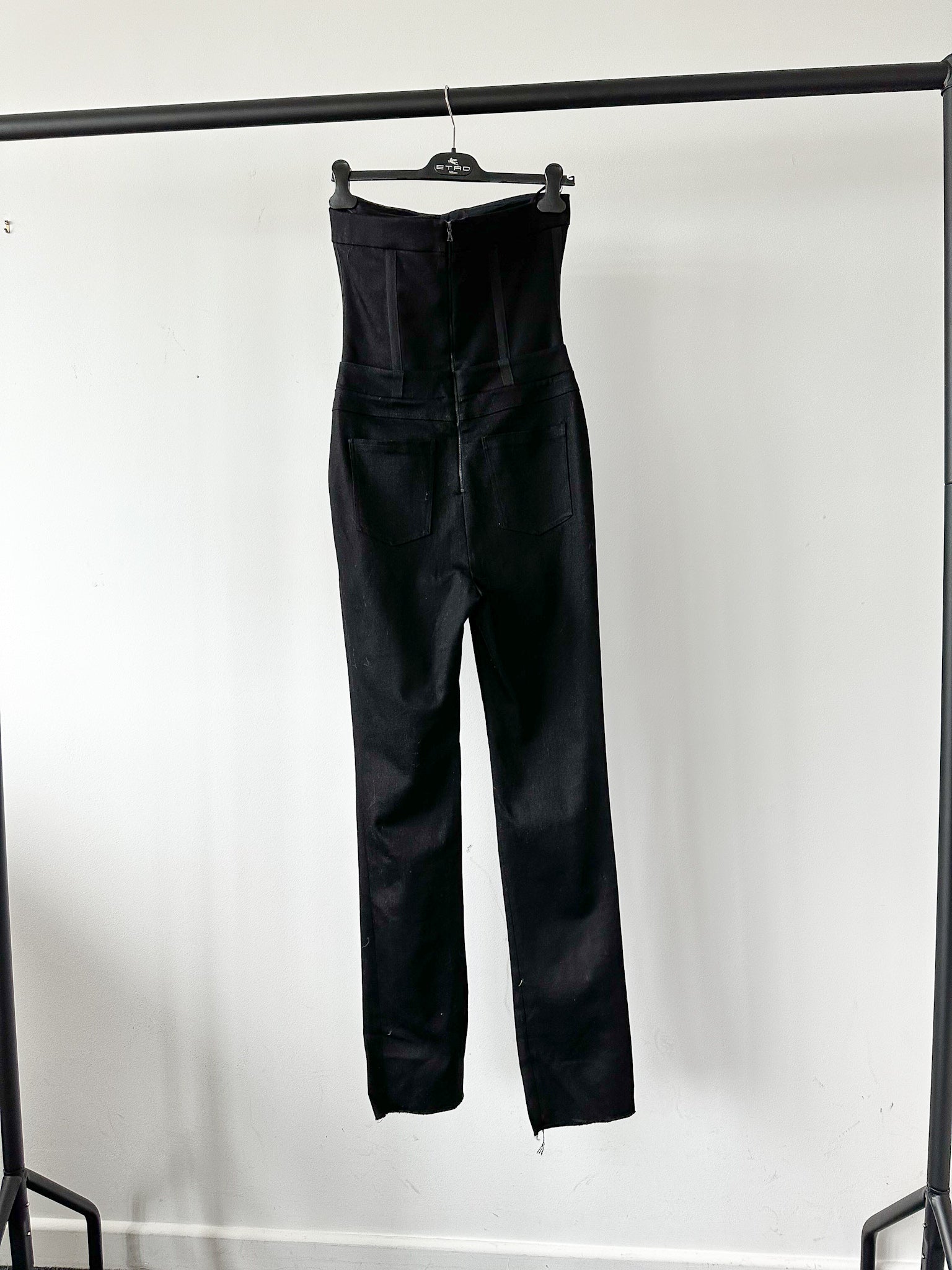 David Koma Black Branded Button-Up Western Denim Canvas Jumpsuit - House Of Huntington