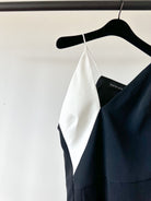 David Koma Monochrome Crepe V-Cut Strappy Black White Jumpsuit - House Of Huntington