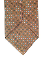 Drake's Brown Silk Tie Pink Floral Ovel Print