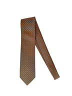 Drake's Brown Silk Tie Pink Floral Ovel Print