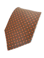 Drake's Brown Silk Tie Pink Floral Ovel Print
