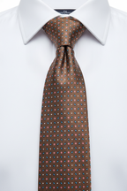 Drake's Brown Silk Tie Pink Floral Ovel Print