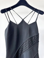 David Koma Black Strappy Crepe Crochet Eyelet Detail Maxi Gown Dress - House Of Huntington