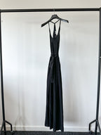 Alexander Terekhov Black High Slit Leg Silk Dress