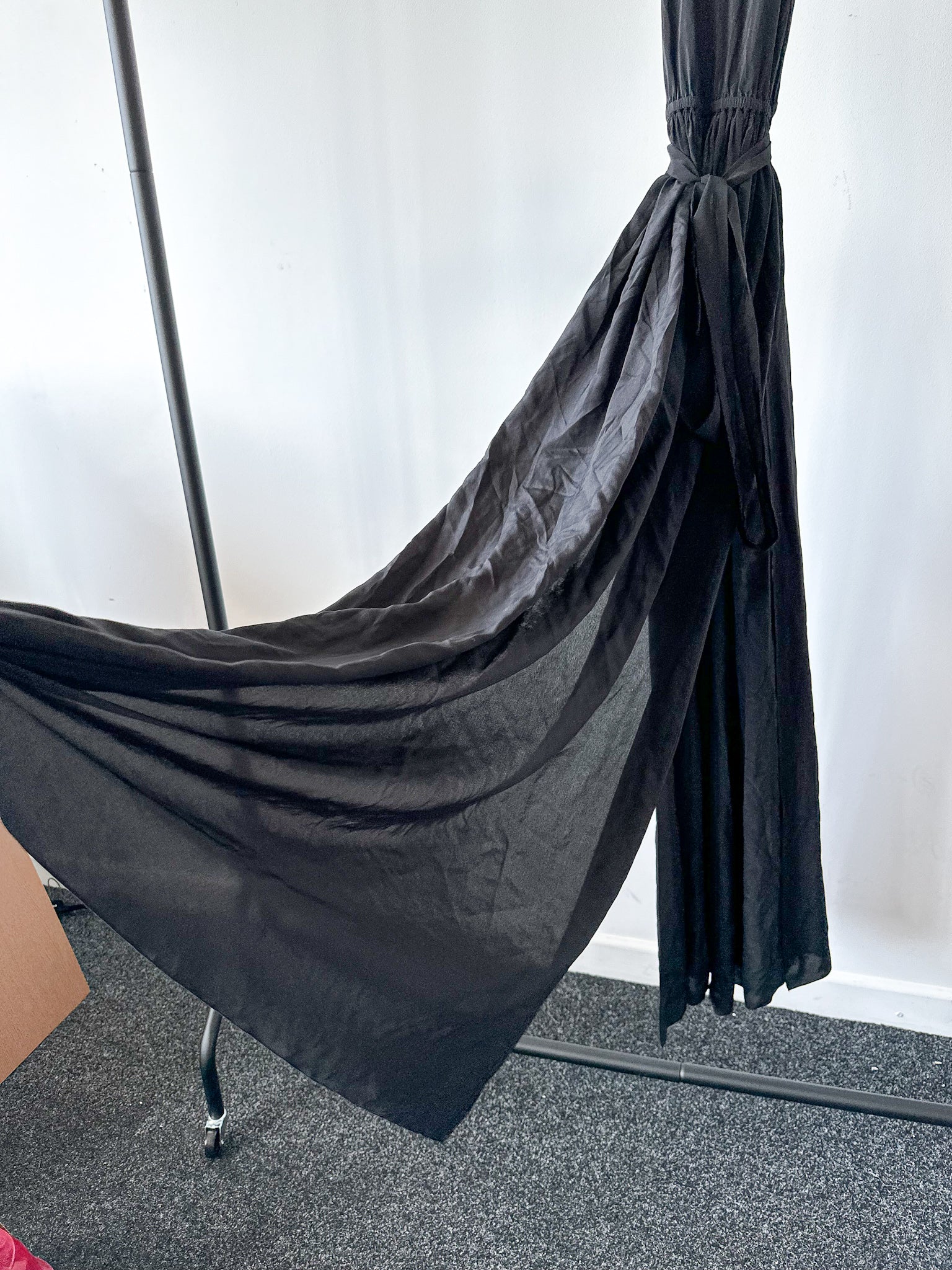 Alexander Terekhov Black High Slit Leg Silk Dress