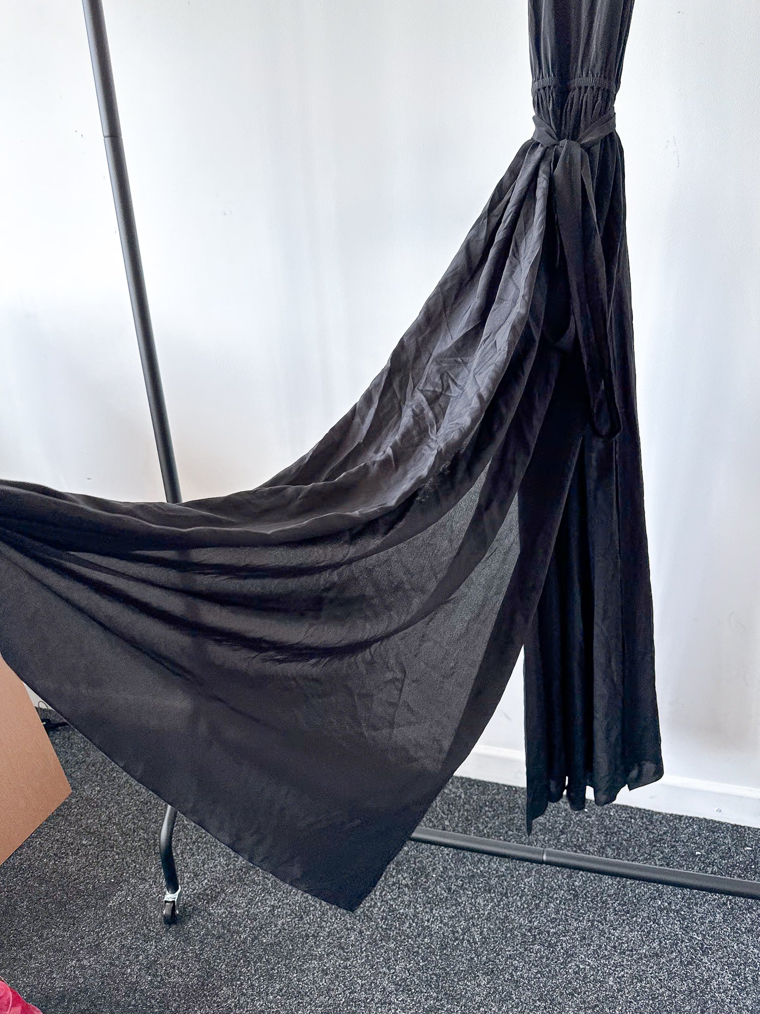 Alexander Terekhov Black High Slit Leg Silk Dress