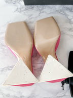 The Attico Devon Pink Satin High Heel Mules