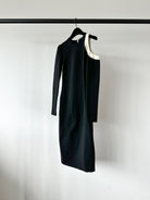 David Koma Black Cold Shoulder Long Sleeve Crepe Shift Dress - House Of Huntington