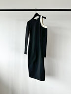 David Koma Black Cold Shoulder Long Sleeve Crepe Shift Dress - House Of Huntington