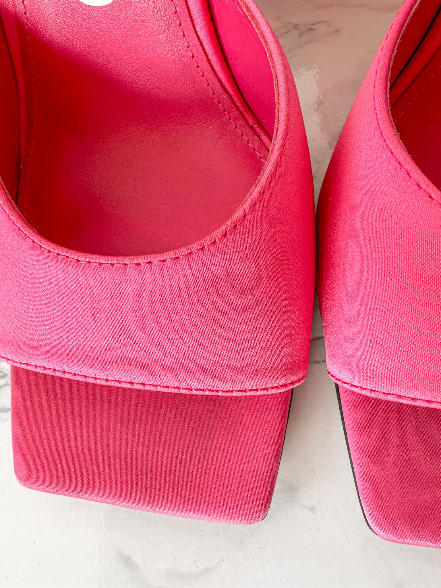 The Attico Devon Pink Satin High Heel Mules