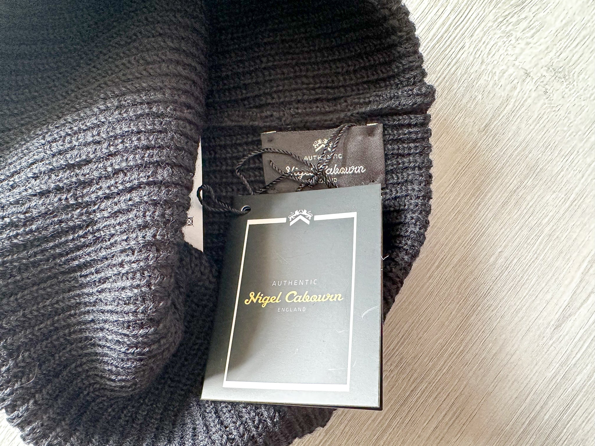 NigeI Cabourn Broad Arrow Wool Beanie Hat - Black