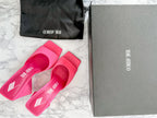 The Attico Devon Pink Satin High Heel Mules