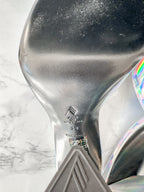 The Attico Devon Iridescent Holographic Silver High Heel Mules
