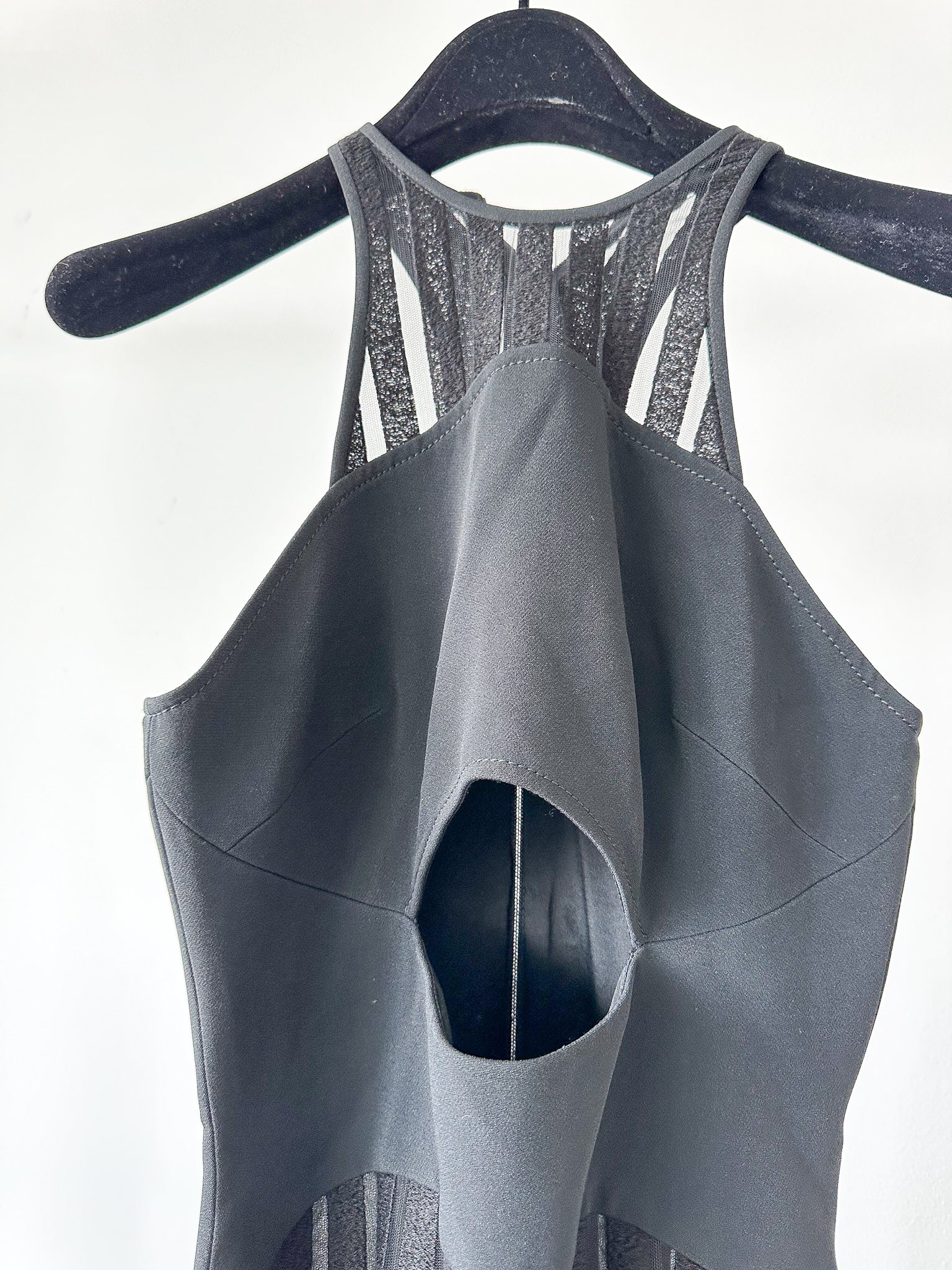 David Koma Strappy Sheer Lace Detail Cut-Out Front Fishtail Gown Dress - House Of Huntington