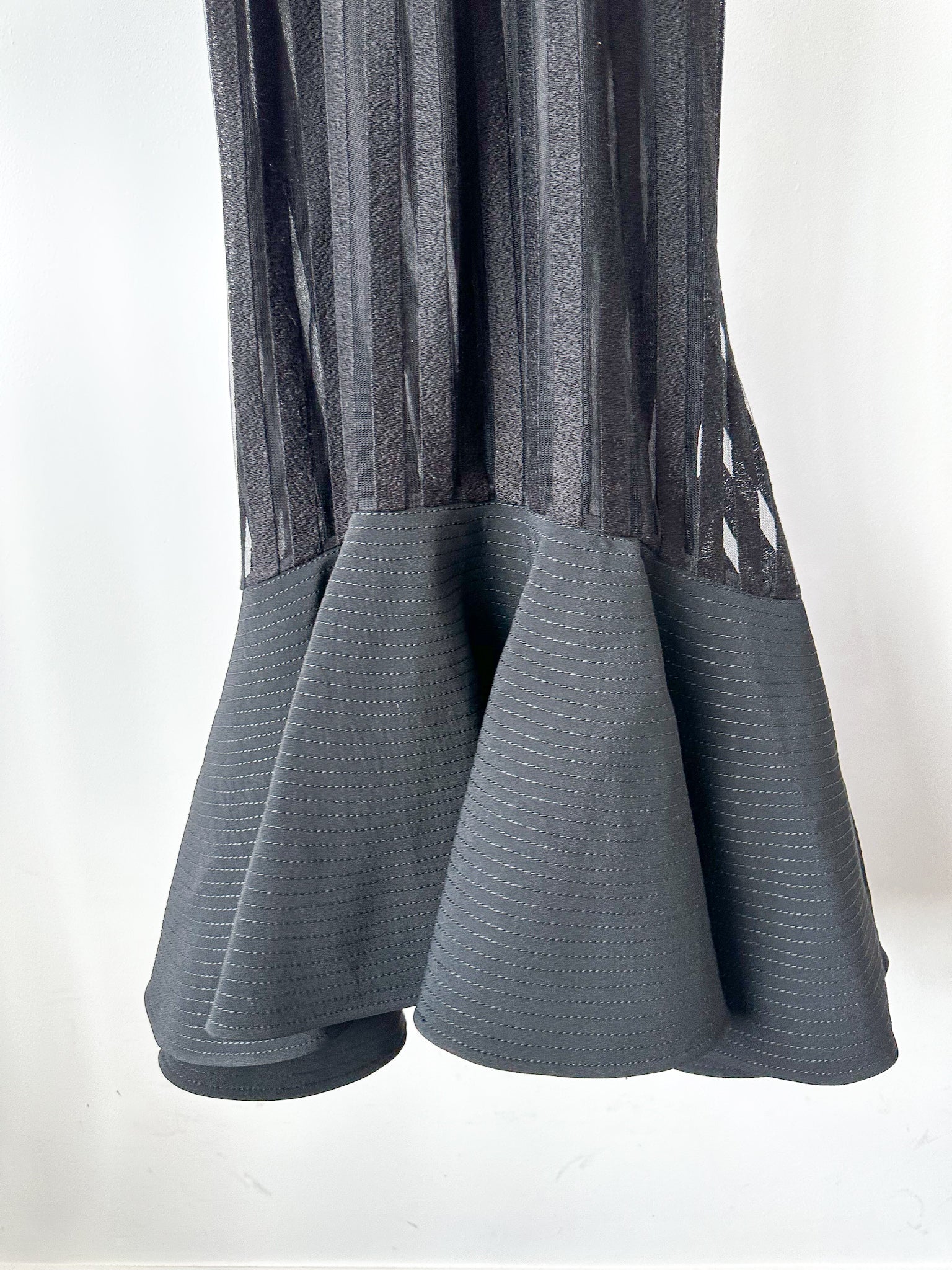 David Koma Strappy Sheer Lace Detail Cut-Out Front Fishtail Gown Dress - House Of Huntington