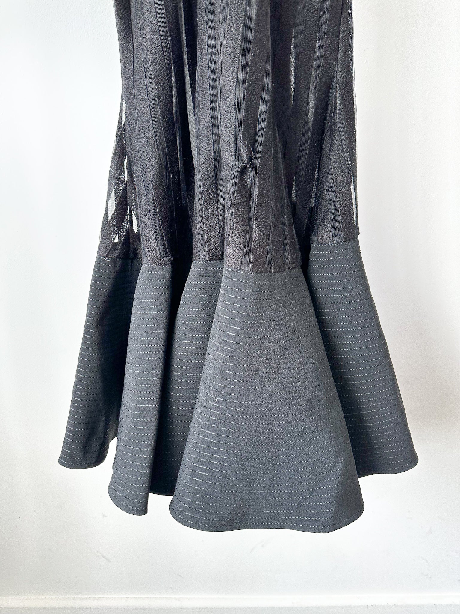 David Koma Strappy Sheer Lace Detail Cut-Out Front Fishtail Gown Dress - House Of Huntington