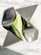 The Attico Devon Iridescent Lime Green High Heel Mules (EX-DISPLAY)