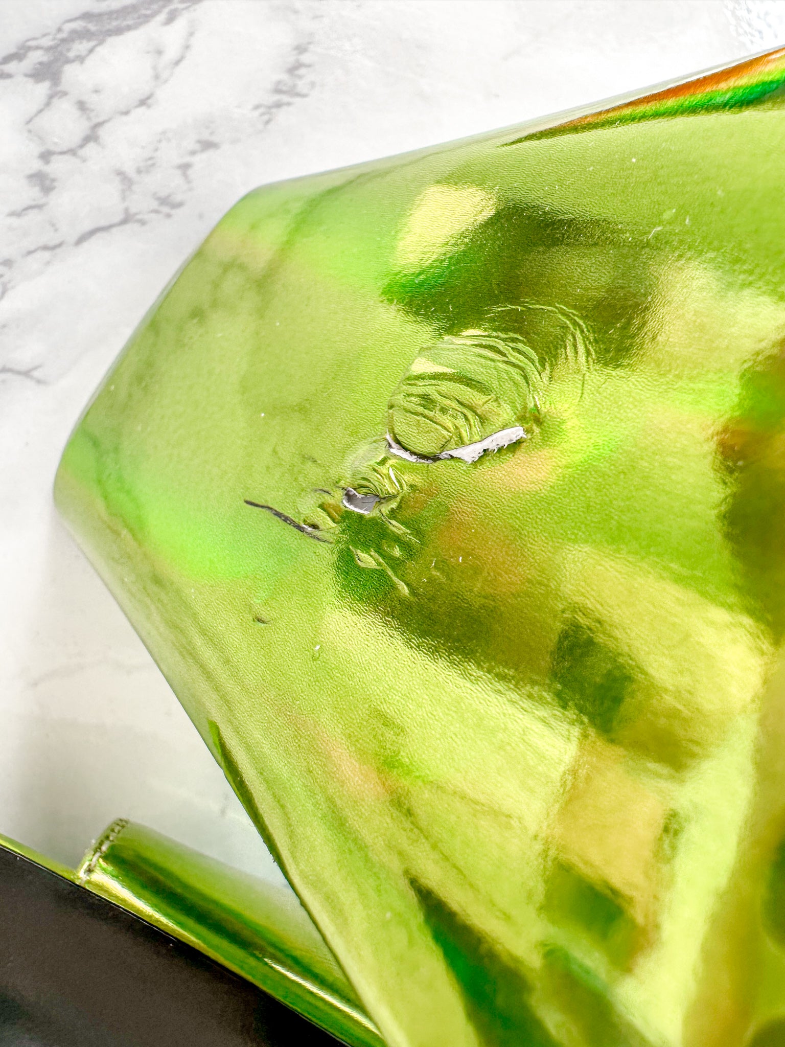 The Attico Devon Iridescent Lime Green High Heel Mules (EX-DISPLAY)