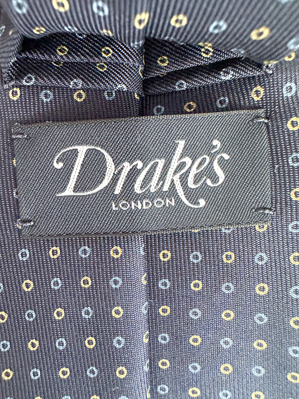 Drake's Navy Circle Print Tie