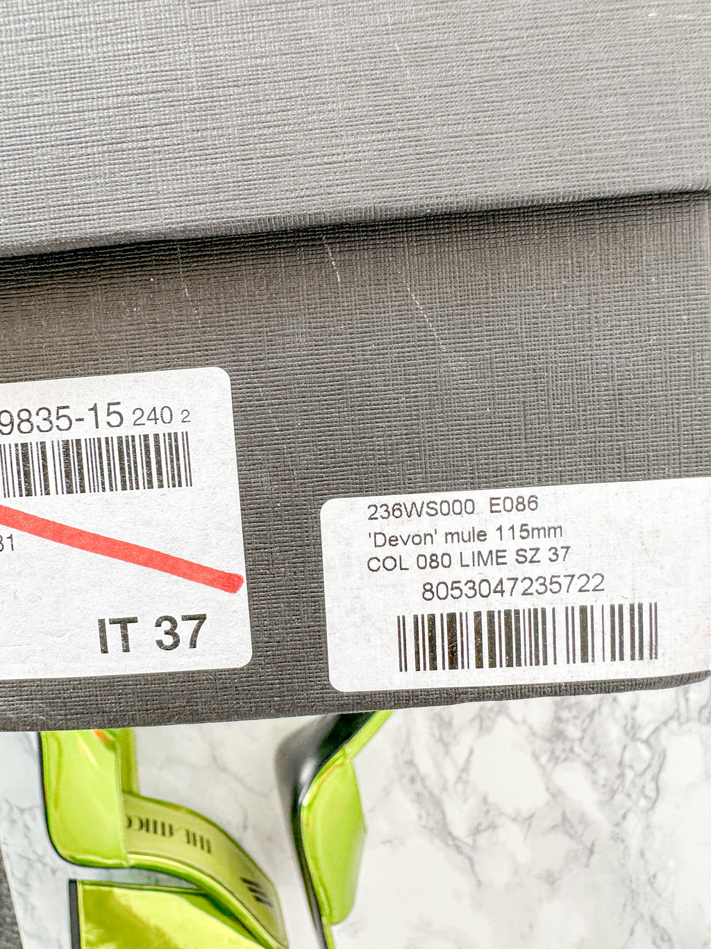 The Attico Devon Iridescent Lime Green High Heel Mules (EX-DISPLAY)
