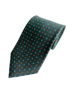 Drake's Dark Green Silk Tie With Blue Red Diamond Print