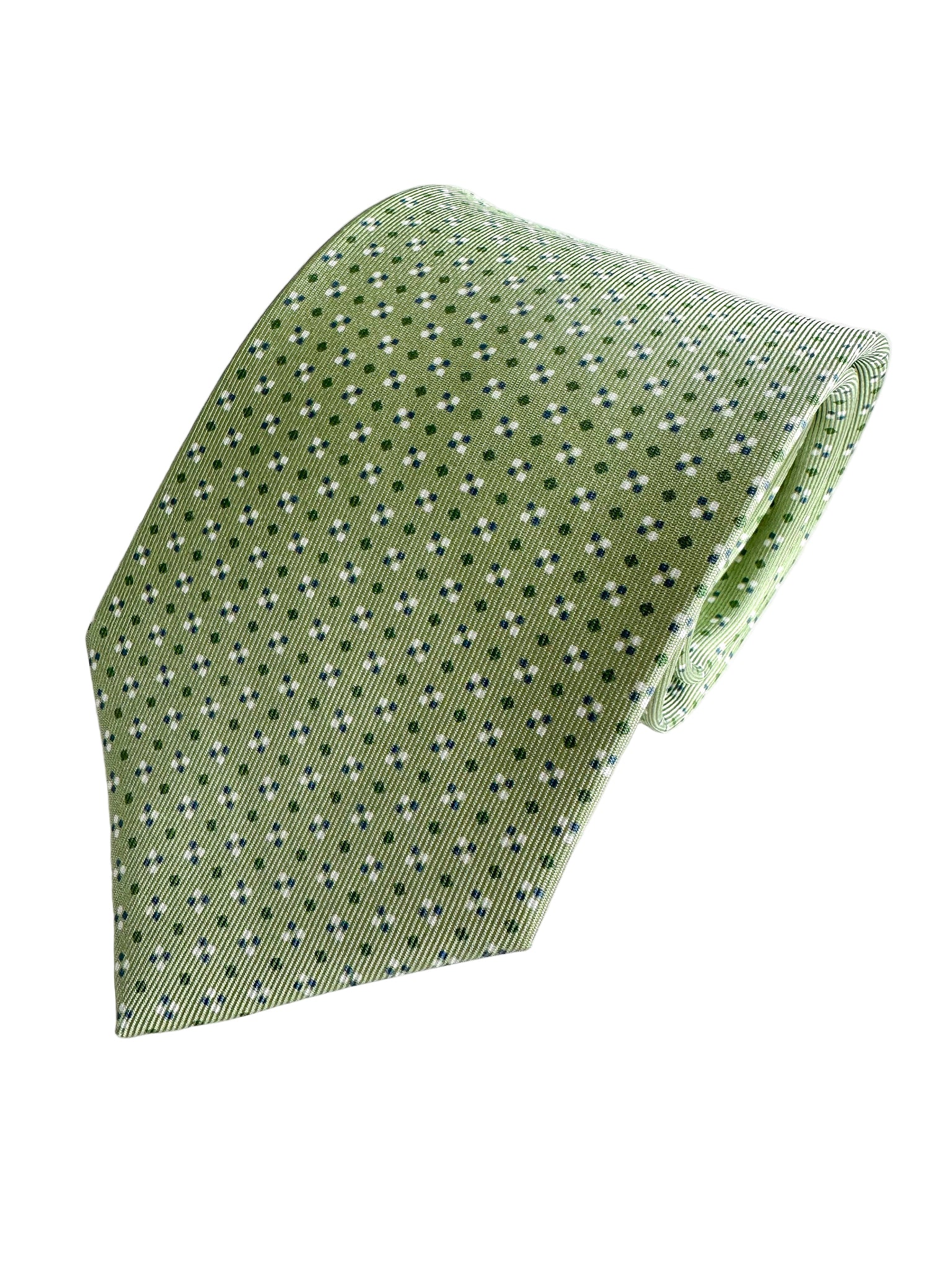 Drake's Green Diamond Dot Silk Tie