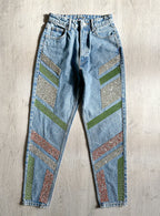 Germanier Sparkly Embellished Crystal Patch Denim Jeans