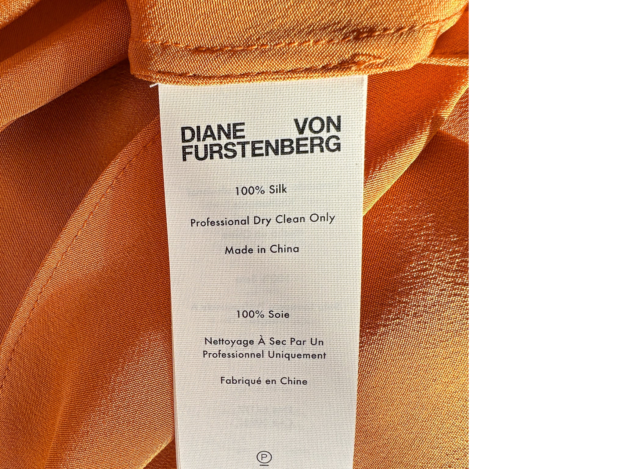 Diane Von Furstenberg DVF Orange Crepe De Chine Silk Wrap Blouse Top - House Of Huntington