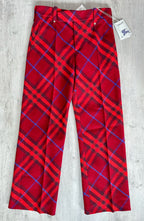 Pantalon droit taille mi-haute en laine rouge à carreaux Burberry
