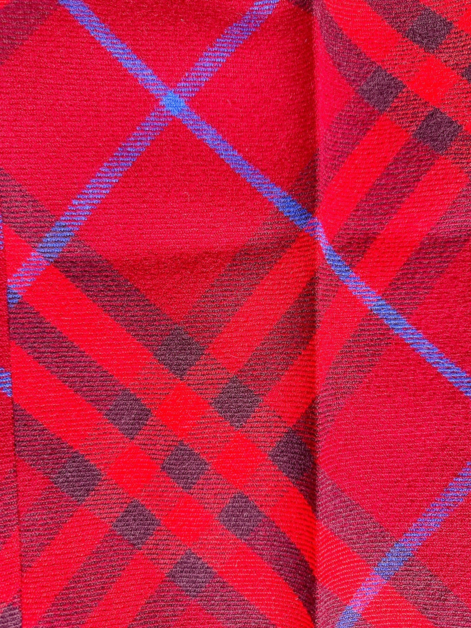 Pantalon droit taille mi-haute en laine rouge à carreaux Burberry