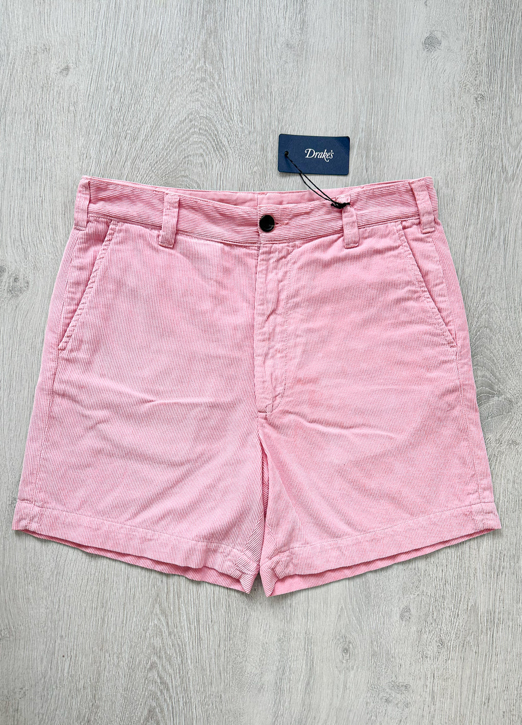 Drake's Fatigue Pink Cotton Corduroy Needlecord Shorts - House Of Huntington