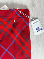Pantalon droit taille mi-haute en laine rouge à carreaux Burberry