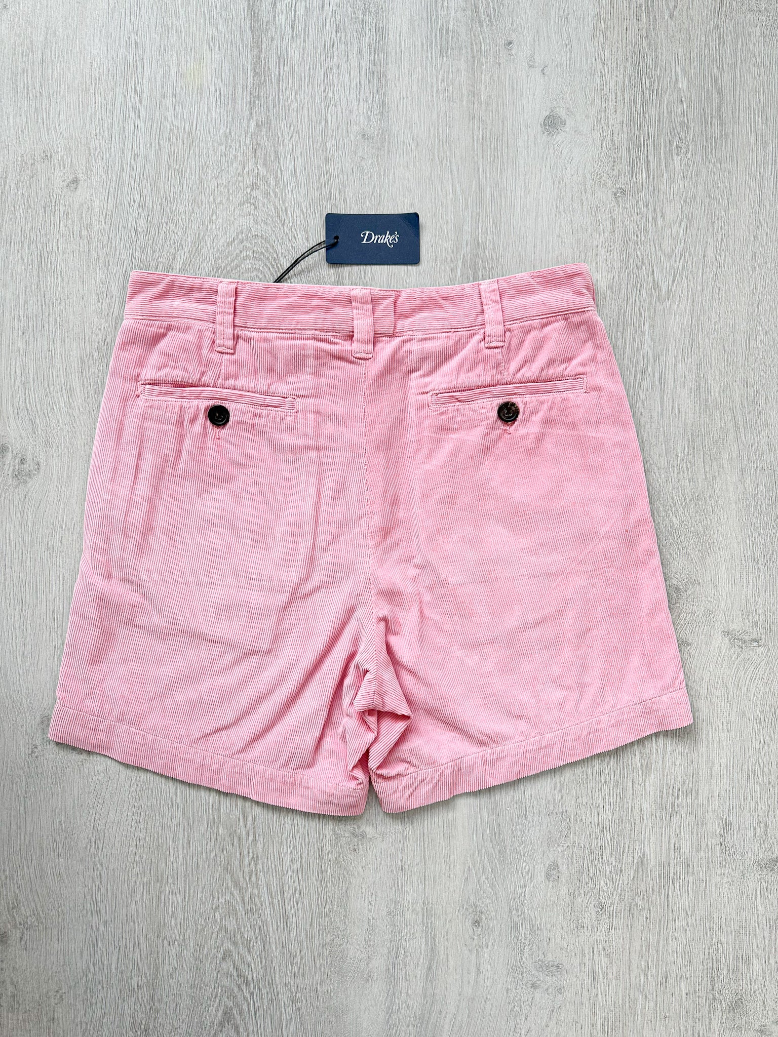 Drake's Fatigue Pink Cotton Corduroy Needlecord Shorts - House Of Huntington