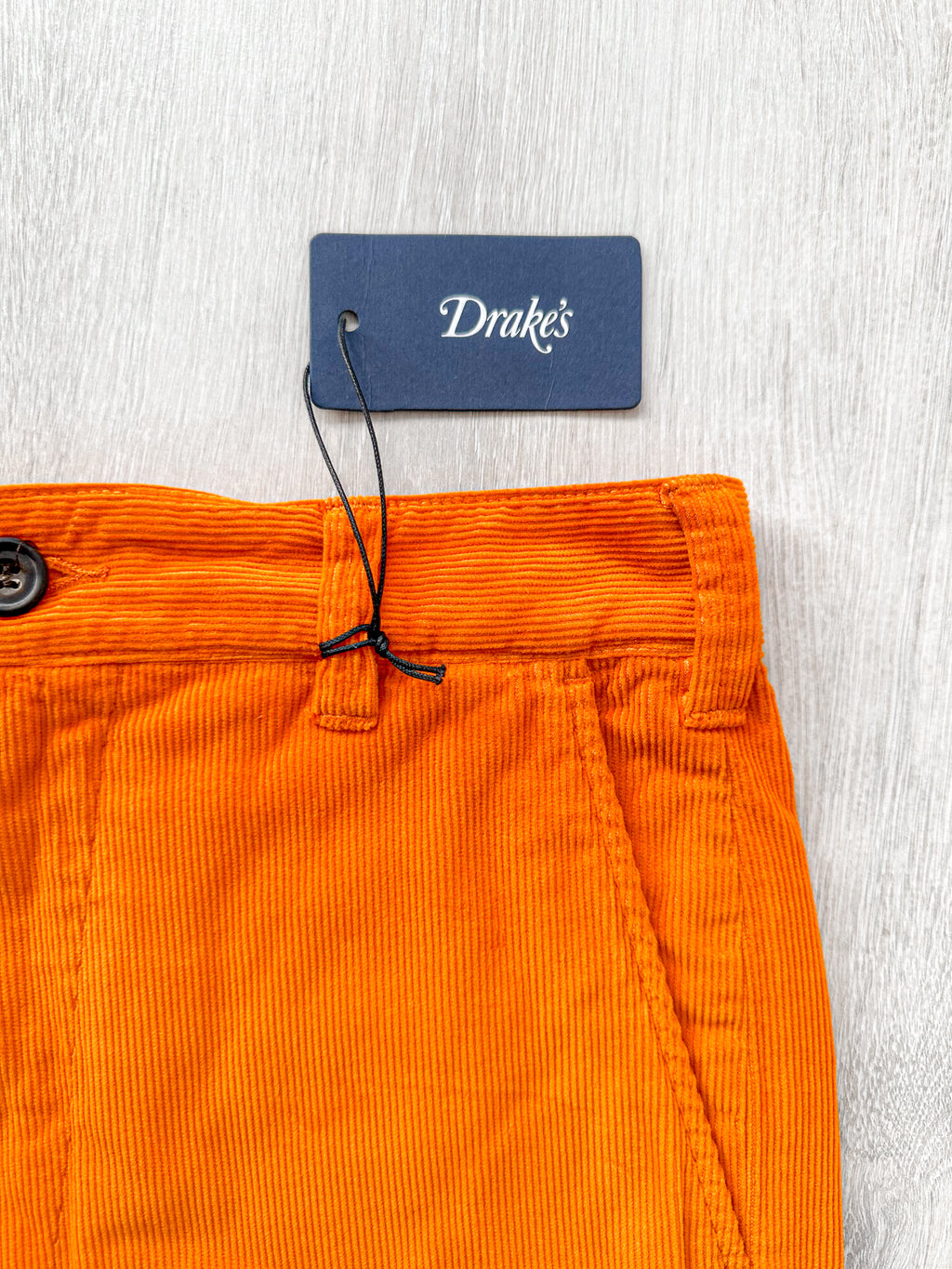 Drake's Fatigue Orange Cotton Corduroy Needlecord Shorts - House Of Huntington