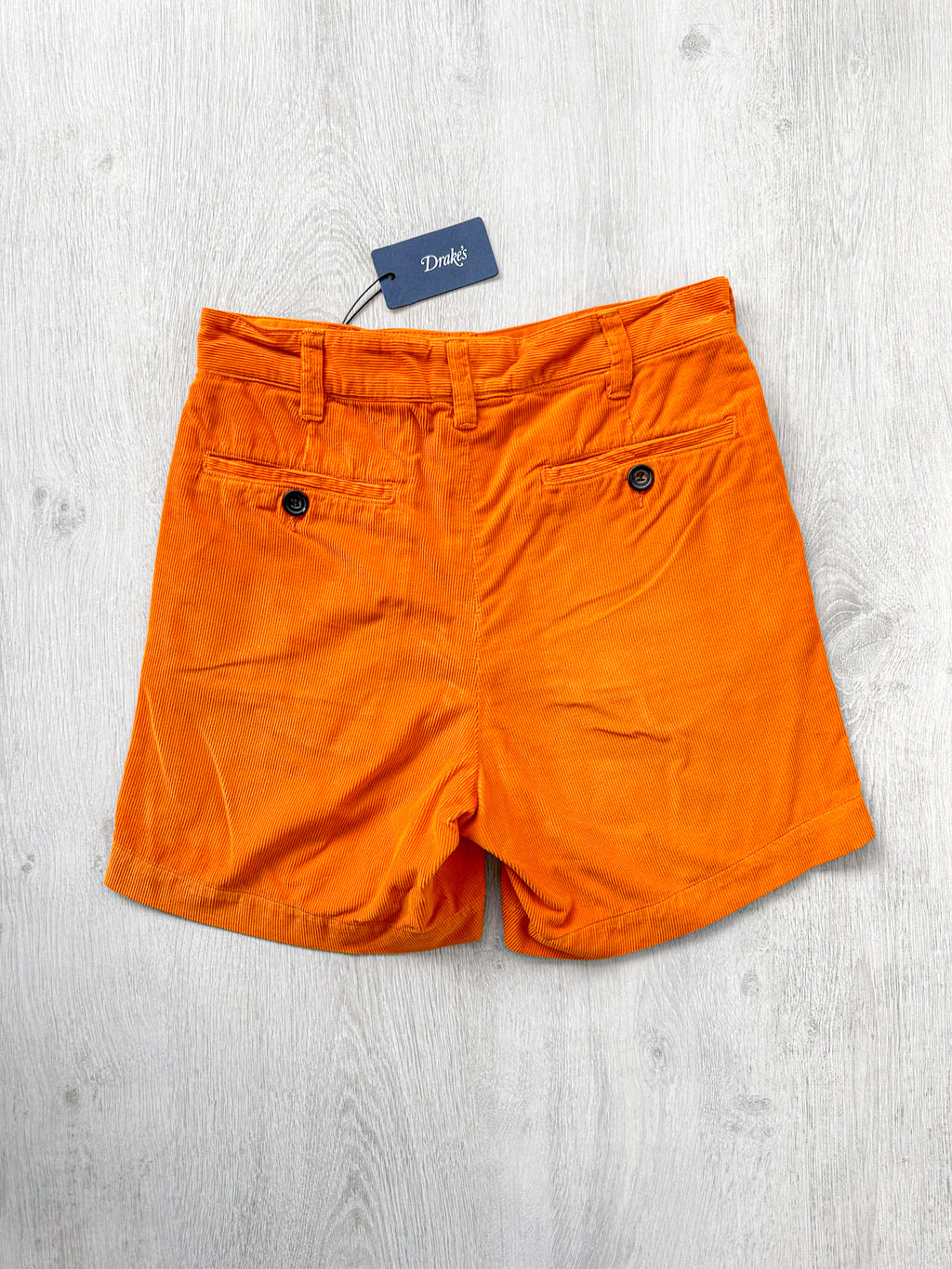 Drake's Fatigue Orange Cotton Corduroy Needlecord Shorts - House Of Huntington