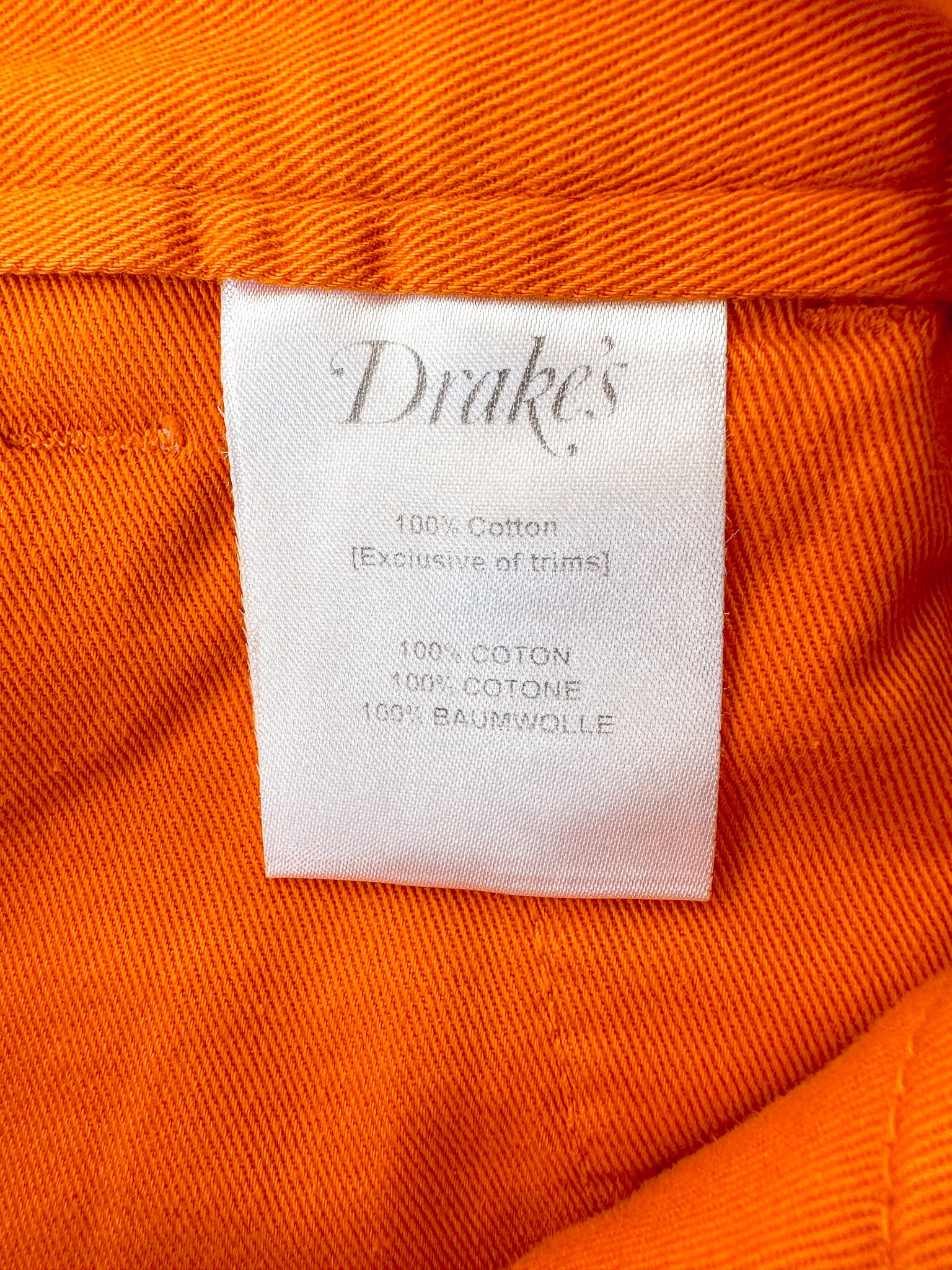 Drake's Fatigue Orange Cotton Corduroy Needlecord Shorts - House Of Huntington