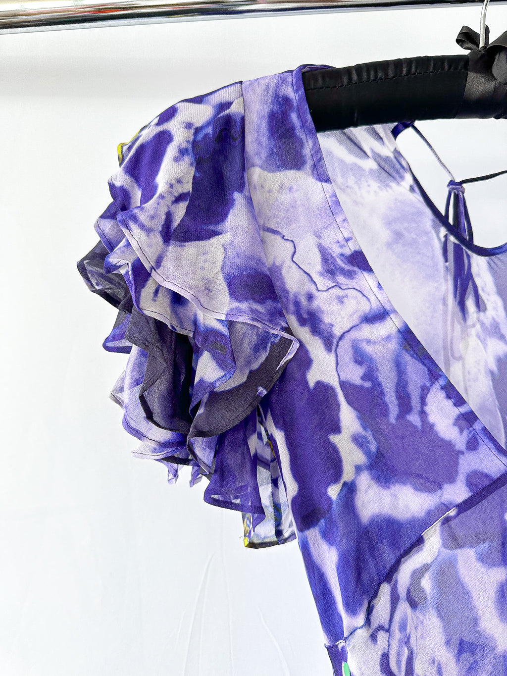 Rat and Boa Lucille Blue Iris Orchid Ruffle Maxi Dress