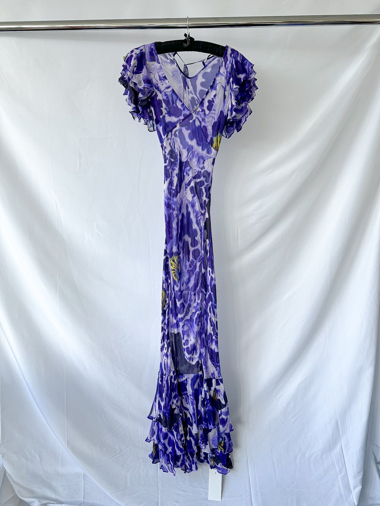 Rat and Boa Lucille Blue Iris Orchid Ruffle Maxi Dress