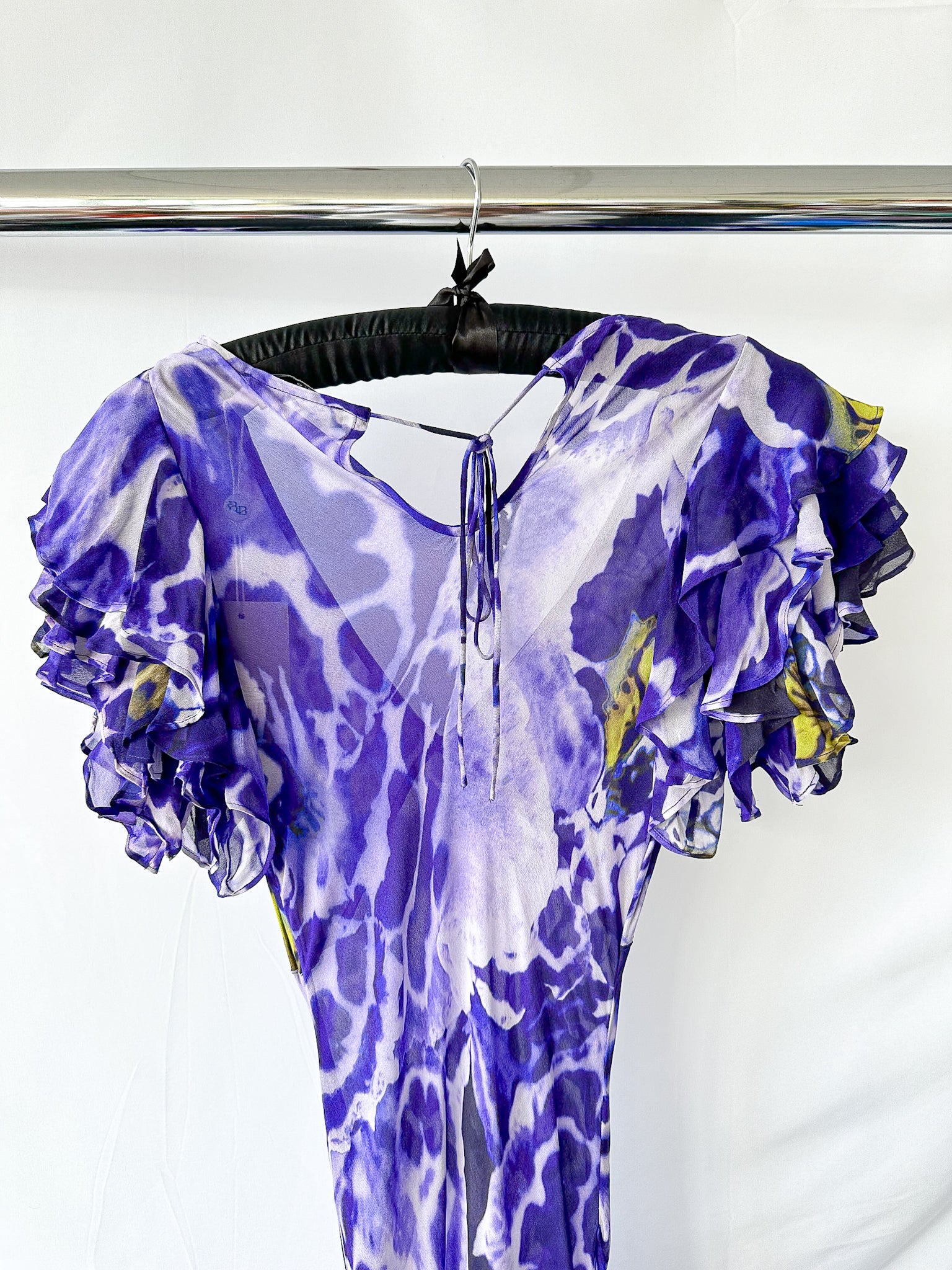 Rat and Boa Lucille Blue Iris Orchid Ruffle Maxi Dress