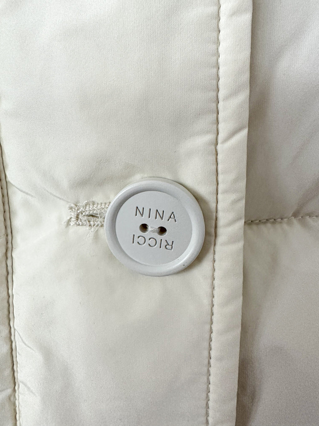 Nina Ricci White Duck Down Puffer Padded Logo Oversized Coat