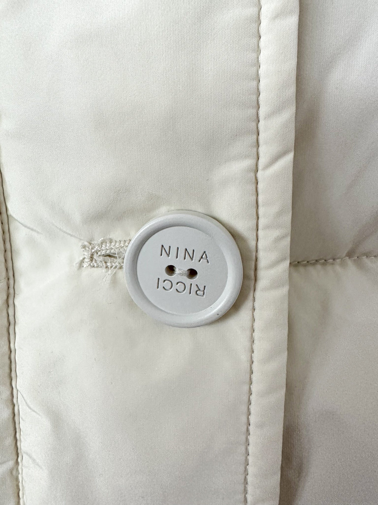 Nina Ricci White Duck Down Puffer Padded Logo Oversized Coat
