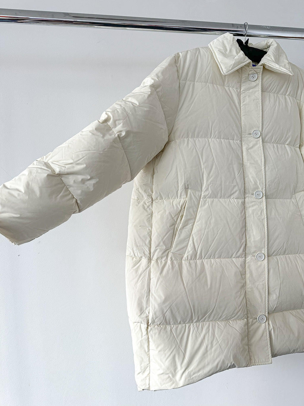 Nina Ricci White Duck Down Puffer Padded Logo Oversized Coat